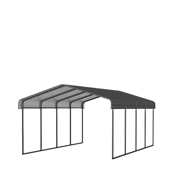 12 ft. W x 20 ft. D x 8.4 ft. H Black Metal Carport with Galvanized Steel Roof for Car