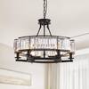 SILJOY Modern Crystal Chandelier 26 In. 6-Light Black Drum Pendant ...