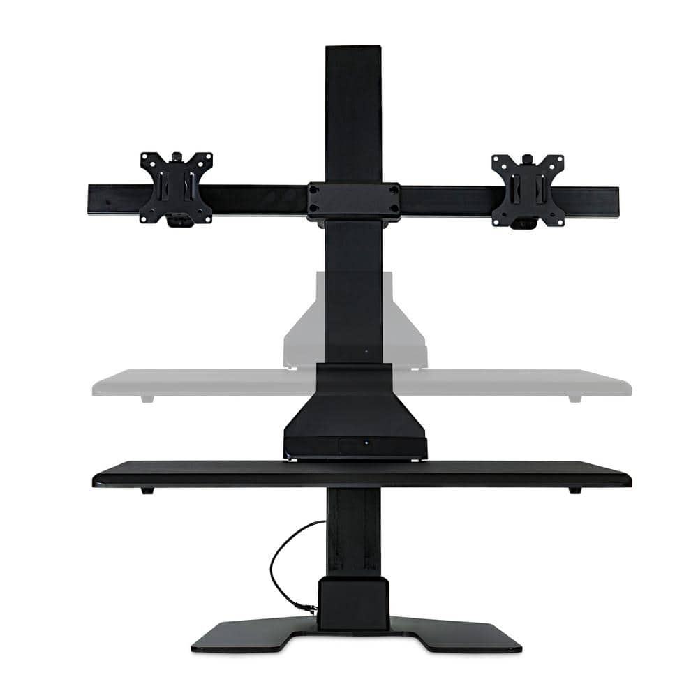 Black Steel Adjustable Dual Monitor Standing Desk Converter