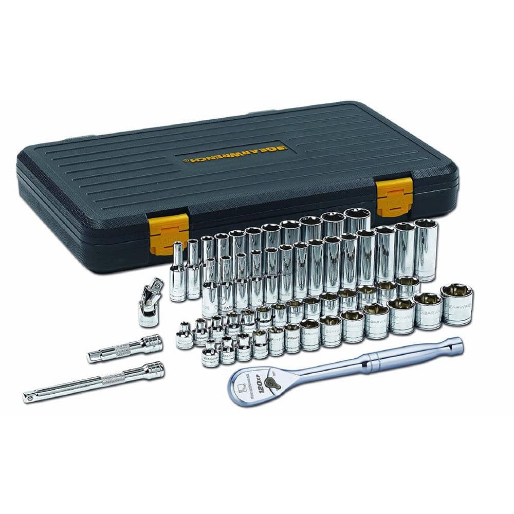 GEARWRENCH 120XP 3/8 in. Drive 6-Point Standard & Deep SAE/Metric Ratchet  and Socket Mechanics Tool Set (56-Piece) 80550P - The Home Depot