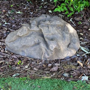 12 in. H x 20 in. W x 30 in. L Medium Fiberglass Fake Rock Well Pump Cover for Landscaping in Natural Grey