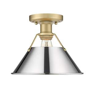 Orwell 10 in. 1-Light Brushed Champagne Bronze and Chrome Flush Mount