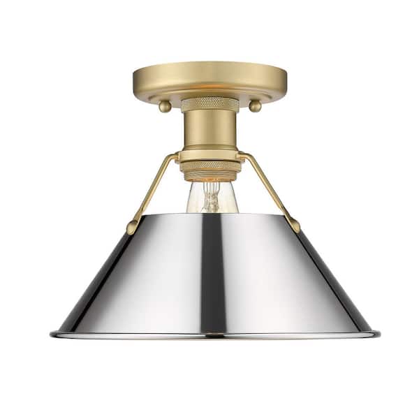 Golden Lighting Orwell 10 in. 1-Light Brushed Champagne Bronze and Chrome Flush Mount