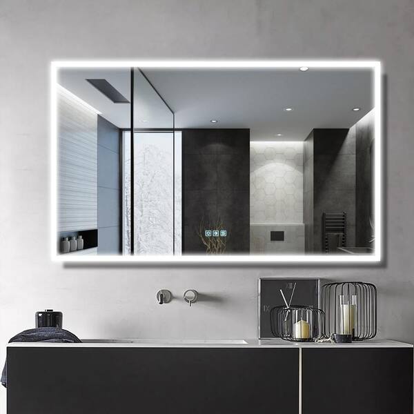 Boyel Living 60 In W X 36 H Frameless Rectangular Led Light Bathroom Vanity Mirror Clear Kf Mc04 6036sf2 The Home Depot Boyel Living 60 In W X 36 H, Frameless Vanity Mirror 60