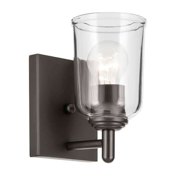 KICHLER Shailene 1-Light Olde Bronze Bathroom Indoor Wall Sconce Light with Clear Glass Shade