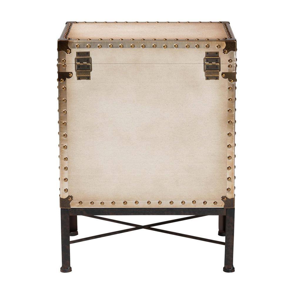 Laura 18.8 in. White Rectangle Canvas End Table with Lift-Top - thumbnail 5