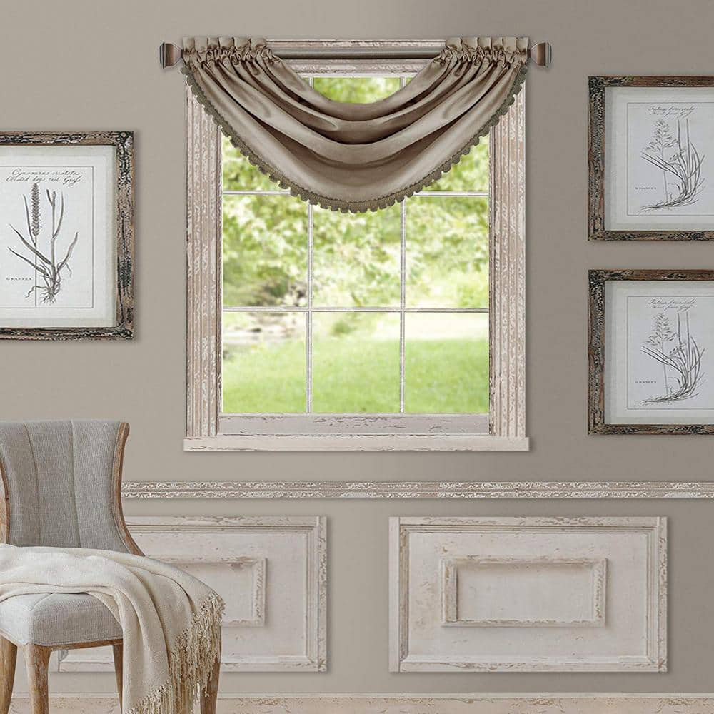 Elegant Gray Polyester Waterfall Rod Pocket Valance