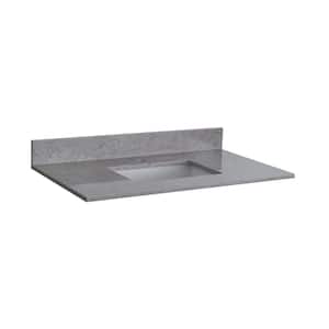 31 in. W x 22 in. D Engineered Stone Composite Vanity Top in Calacatta Gray with White Rectangular Single Sink