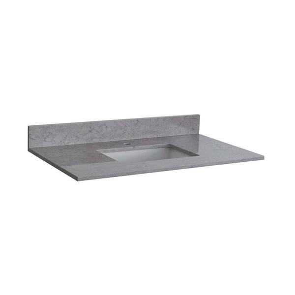 Whatseaso 31 in. W x 22 in. D Engineered Stone Composite Vanity Top in Calacatta Gray with White Rectangular Single Sink