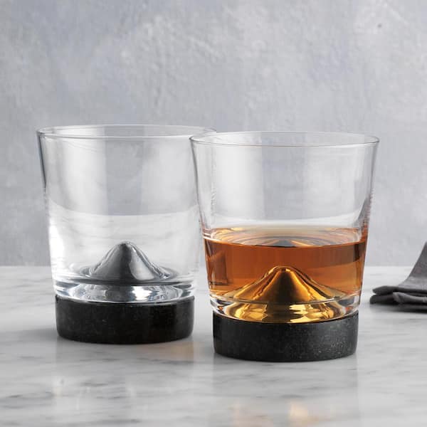 Godinger Stone Cold Black Marble Double Old-Fashioned Glasses (Pair of 2)