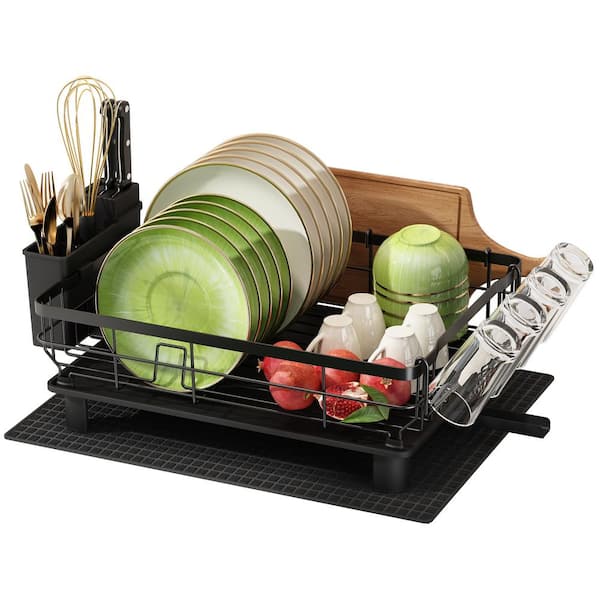 JASIWAY Metal Standing Dish Rack in Black