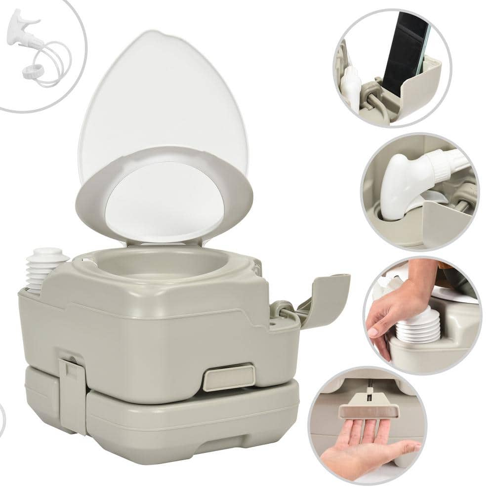 DEXTRUS Portable Toilet 2.64 Gal Camping Porta Potty with Diagonal ...