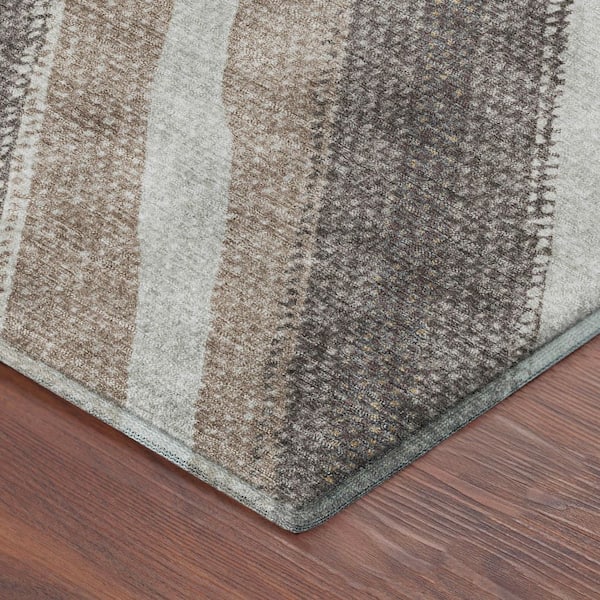 Mayfield Premium Machine Washable Abstract AMF2282 Gold 2 ft. x 7 ft. Runner Rug