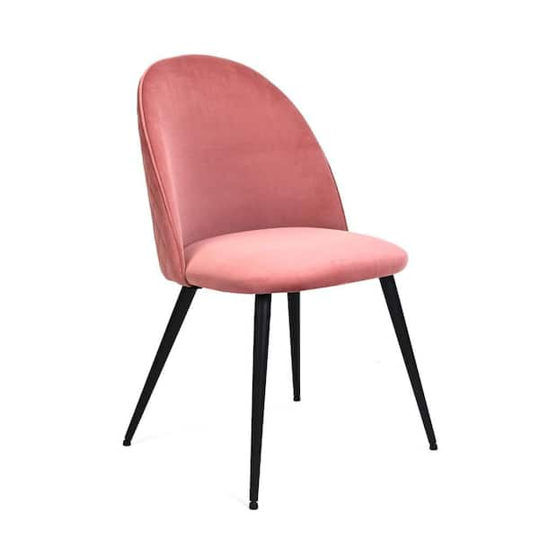 Pink velvet store chair black legs