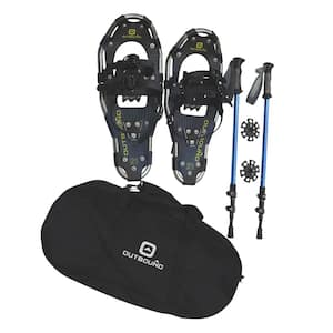 21 in. Lightweight Aluminum in Black Snowshoes Kit with Poles and Carrying Tote Bag