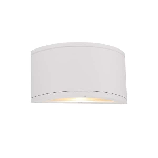 Tube 2-Light White LED Indoor or Outdoor Half Wall Cylinder Light