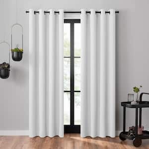 Ulysses White Polyester Wave Geometric 50 in. W x 63 in. L Grommet Light Filtering Curtain (Single Panel)