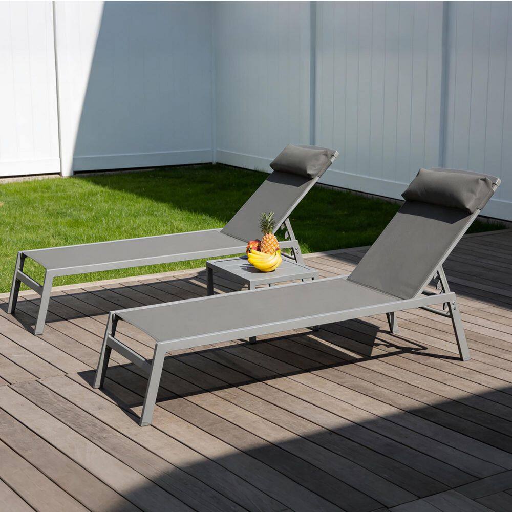 3-Piece Grey Metal Outdoor Lounge Chair and Table price history on PriceWatchPro