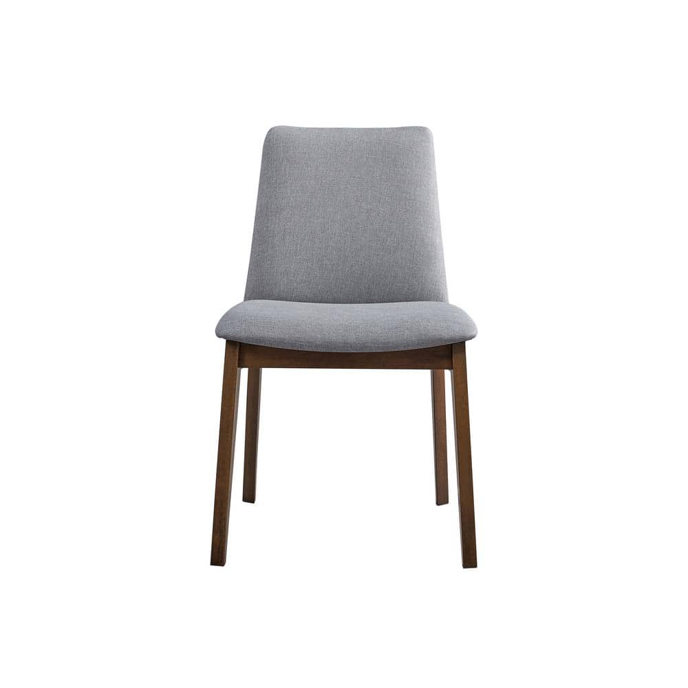 Walnut Wood Outdoor Lounge Chair with Light Grey Cushions, Set of 2