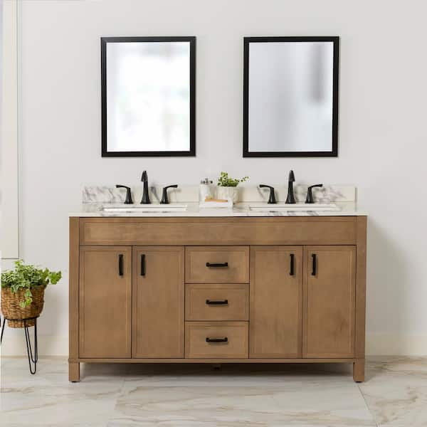 Home Decorators Collection Winsome 60 in. Double Bath Vanity Cabinet without Top in Sand