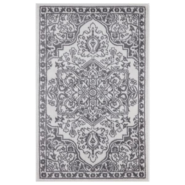 Concord Global Trading Jefferson Collection Vintage Medallion Ivory 3 ft. x 4 ft. Area Rug