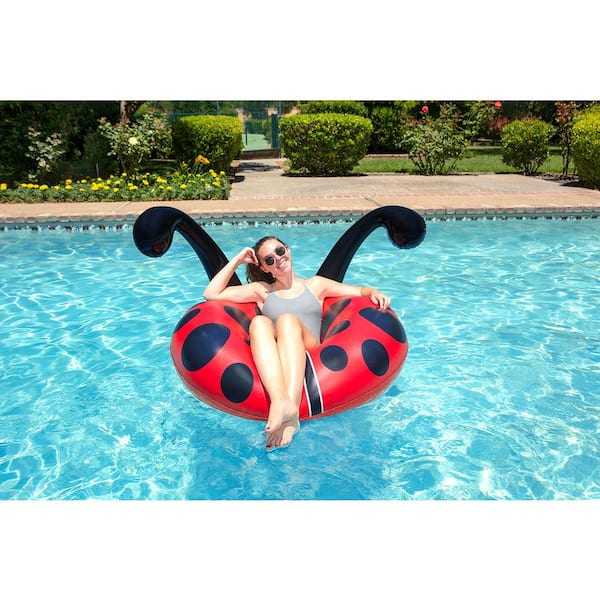 Poolmaster 48 in. Lady Bug Party Float Swimming Pool Tube, Red/Black