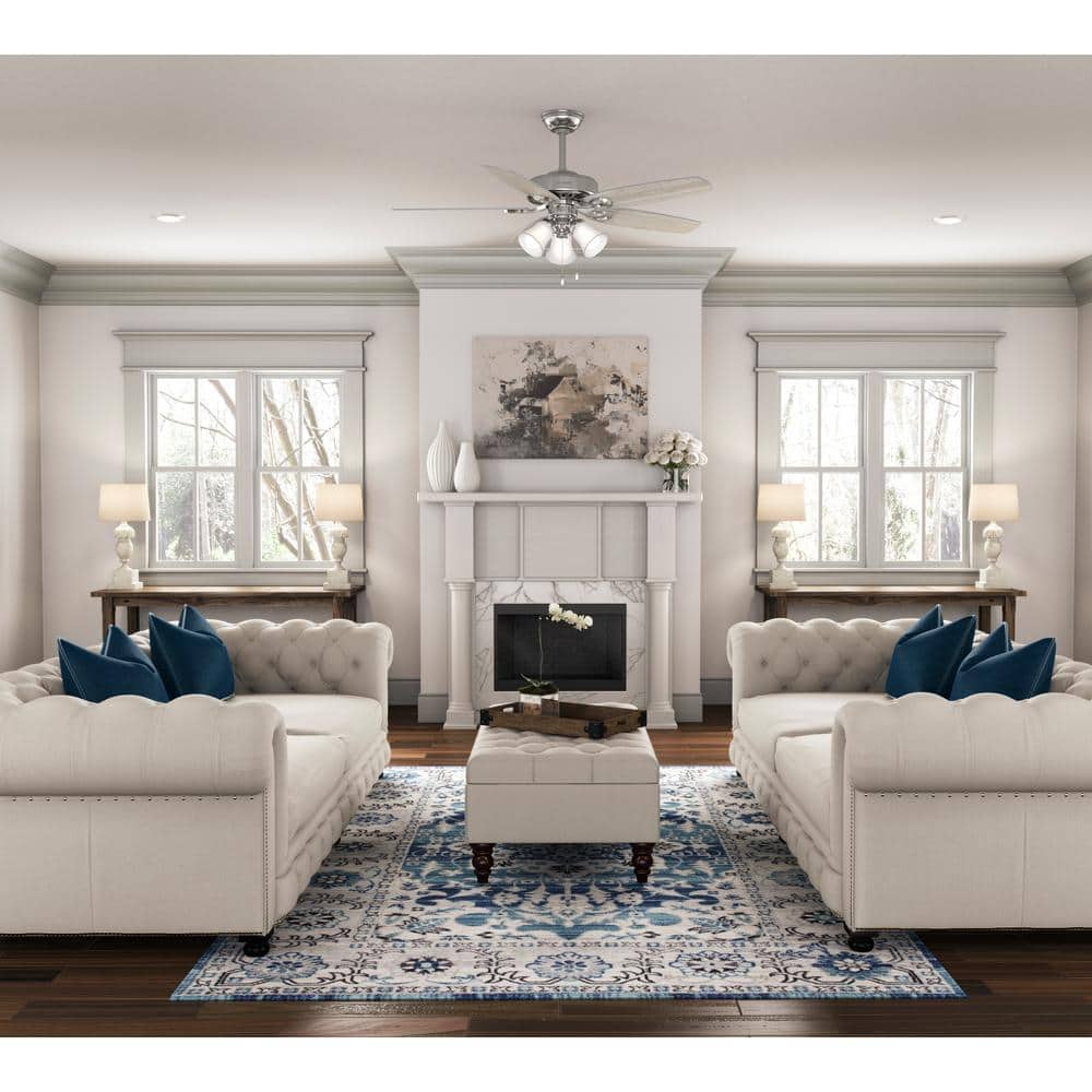 Brushed Nickel 52" Low Profile Ceiling Fan with LED Lights