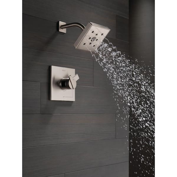 1-Spray Patterns 1.50 GPM 5.38 in. Wall Mount Fixed Shower Head with H2Okinetic in Stainless