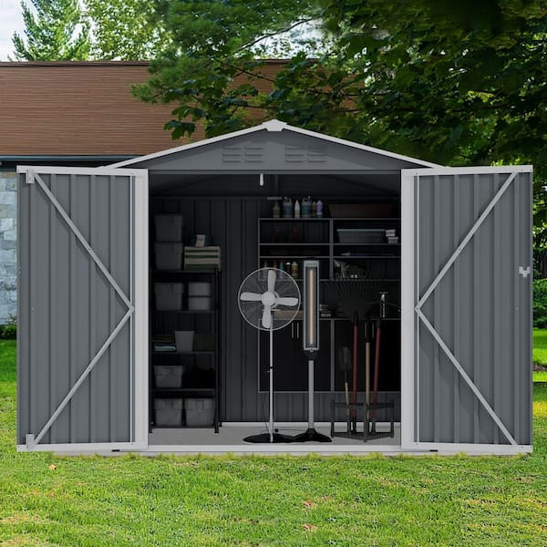 Unbranded 6 ft. x 4 ft. Outdoor Patio Metal Storage Shed Tool Shed Covered 24 sq. ft. uare Feet with Vents for Backyard Lawn Gray