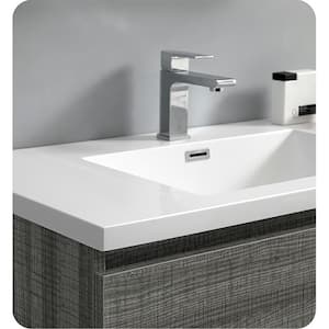 Lazzaro 60 in. Modern Double Bathroom Vanity in Glossy Ash Gray, Vanity Top in White with White Basins