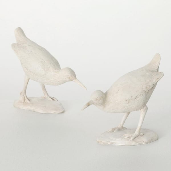 SULLIVANS White 7.75 in. x 6.75 in. Resin Whitewashed Sea Birds Set of 2