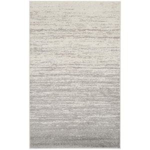 Adirondack Ivory/Silver 3 ft. x 5 ft. Solid Striped Area Rug