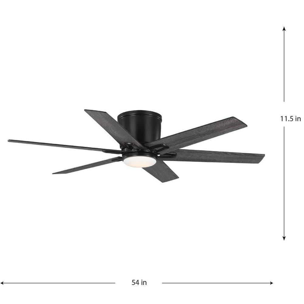 54" Matte Black Modern Farmhouse Ceiling Fan with LED Light