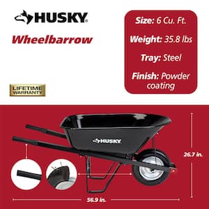 True Temper 6 cu. ft. Wheelbarrow with Steel Handles and Flat Free Tire  (Pack of 2) 10000-03685 - The Home Depot