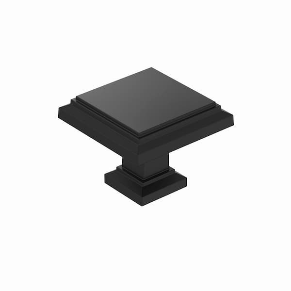 Carrington 1-1/4 in (32mm) Matte Black Square Cabinet Knob