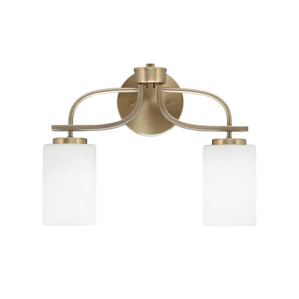 Unbranded Olympia 7 in. 2-Light Bath Bar, New Age Brass, White Muslin Glass Vanity Light