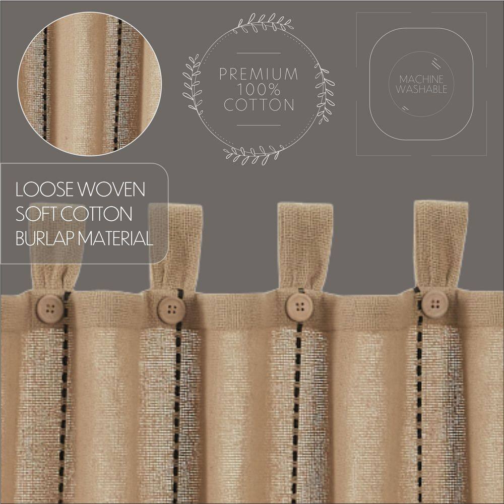 Tan Burlap Cotton Tab Top Curtain Panel Set