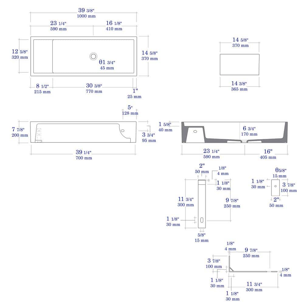 Matte Black Ceramic Rectangular Above-Counter Bathroom Sink