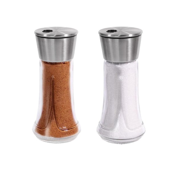 Adjustable Glass Spice Dispenser Stainless Steel Lid Transparent for Kitchen Cooking BBQ 4 oz. Shaker