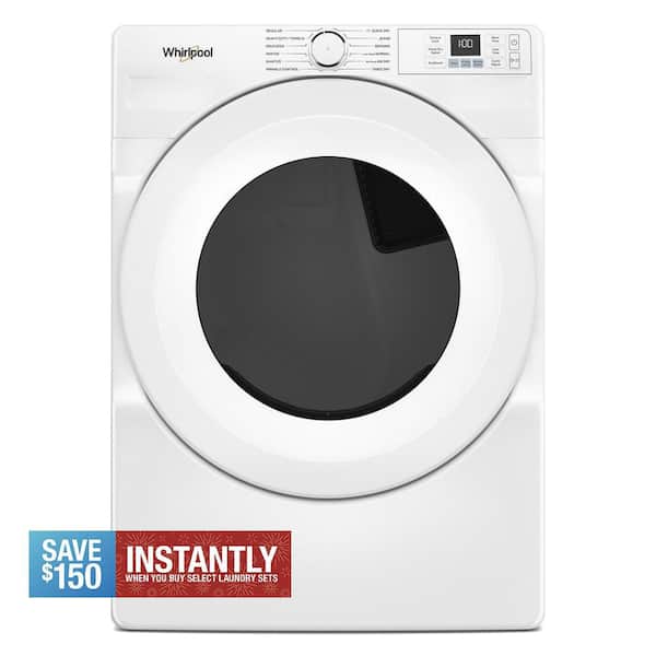 7.4 Cu. Ft. vented Front Load Gas Dryer in White with Quick Dry Cycle