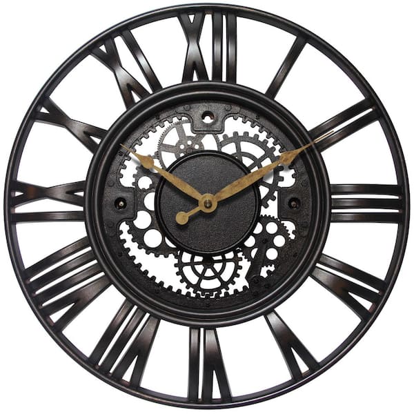 Infinity Instruments Roman Gear Rust Plastic Case Wall Clock