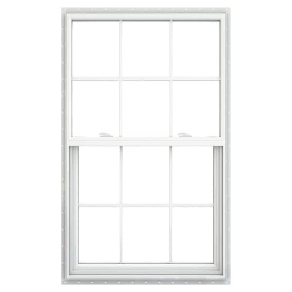 V-2500 35.5 in. x 59.5 in. White Vinyl Nailfin Single Hung Tilt Window with Low E, Argon, Screen, and Grids