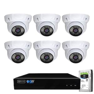 8-Channel 5MP NVR 2TB Security Camera System with 6 Wired IP Cameras Turret Fixed Lens, Built-In Mic, Human Detection