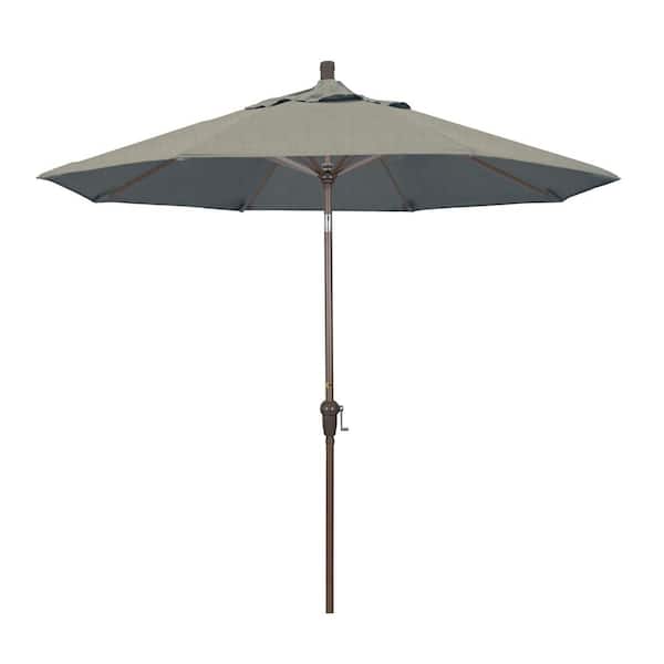 California Umbrella 9 ft. Outdoor Market Patio Umbrella Champagne Aluminum Pole Aluminum Ribs Auto Tilt Crank Lift in Sunbrella