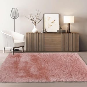 3 ft. x 5 ft. Pink Rectangular Area Rug with Non-Slip Wool Back