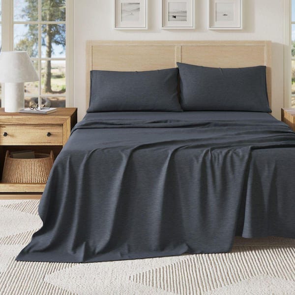 3-Piece Navy Cotton Jersey Knit Deep Pocket Twin XL Sheet Set