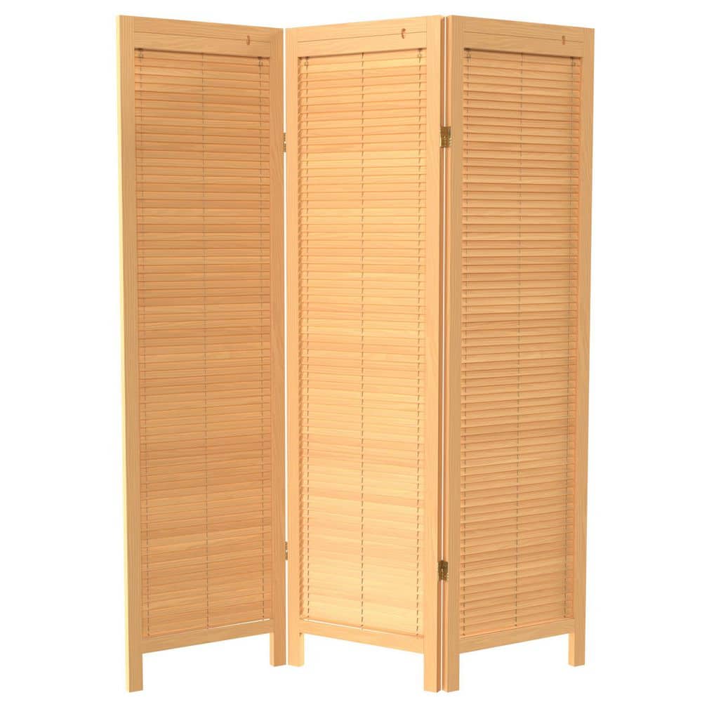 Natural 6 ft. Tall Adjustable Shutter 3-Panel Room Divider