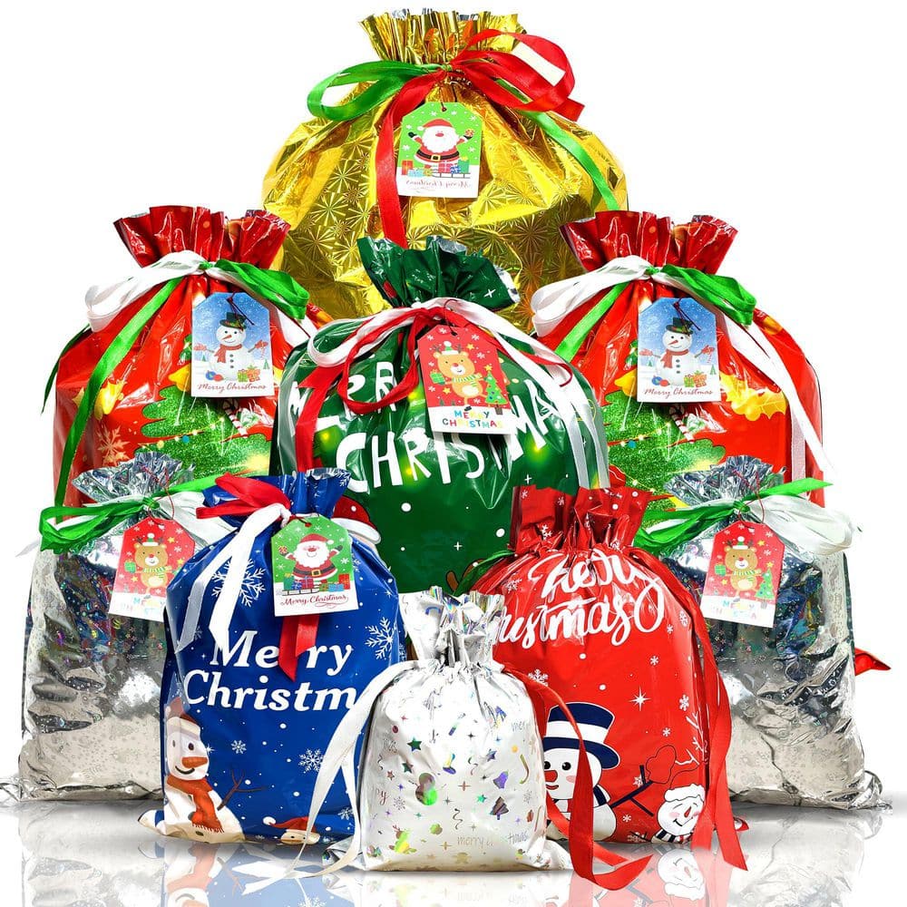 Assorted Size Christmas Drawstring Gift Bags with Tags for Xmas Party Basket Favors & Holiday Present Wrapping (38-Pack) price history on PriceWatchPro