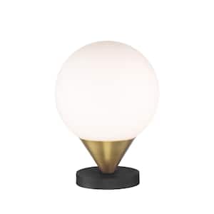 Alluria 12.375 in. Weathered Black and Autumn Gold Indoor Table Lamp with Etched Opal Glass Globe Shade