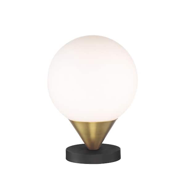 George Kovacs Alluria 12.375 in. Weathered Black and Autumn Gold Indoor Table Lamp with Etched Opal Glass Globe Shade